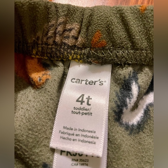 Toddler Boy Carter's Green and Gray Animal Print Pajama Bottoms and Set size 4T - Picture 5 of 11